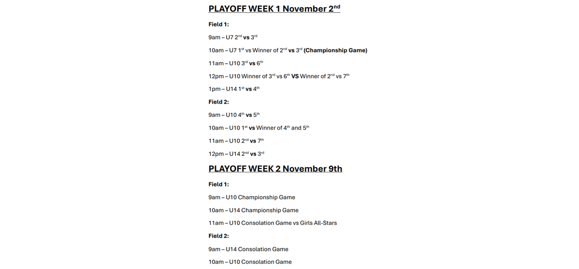 Playoff Schedule 2024 Fall Season