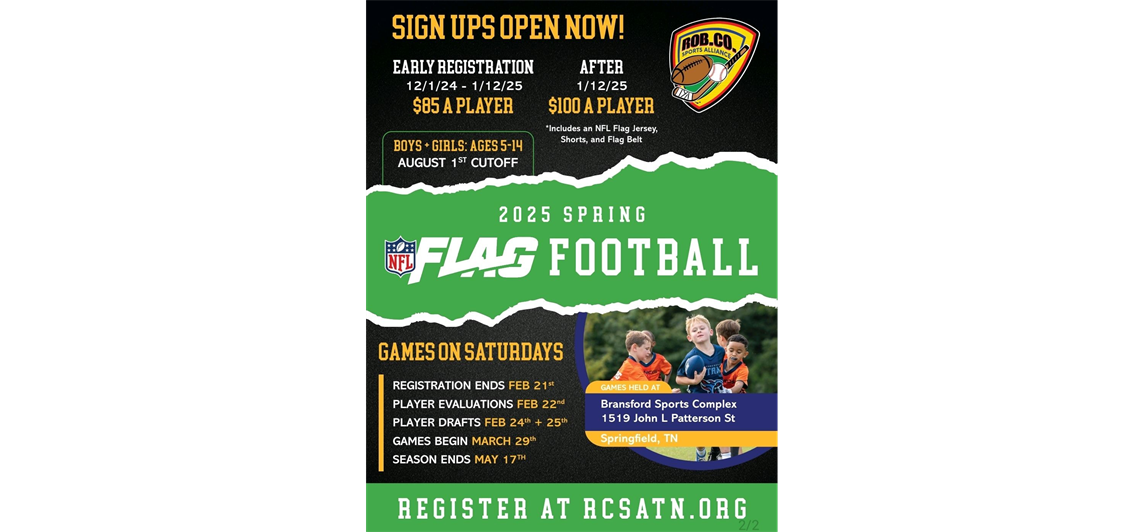 2025 Spring NFL Flag Football Registration Now Open!